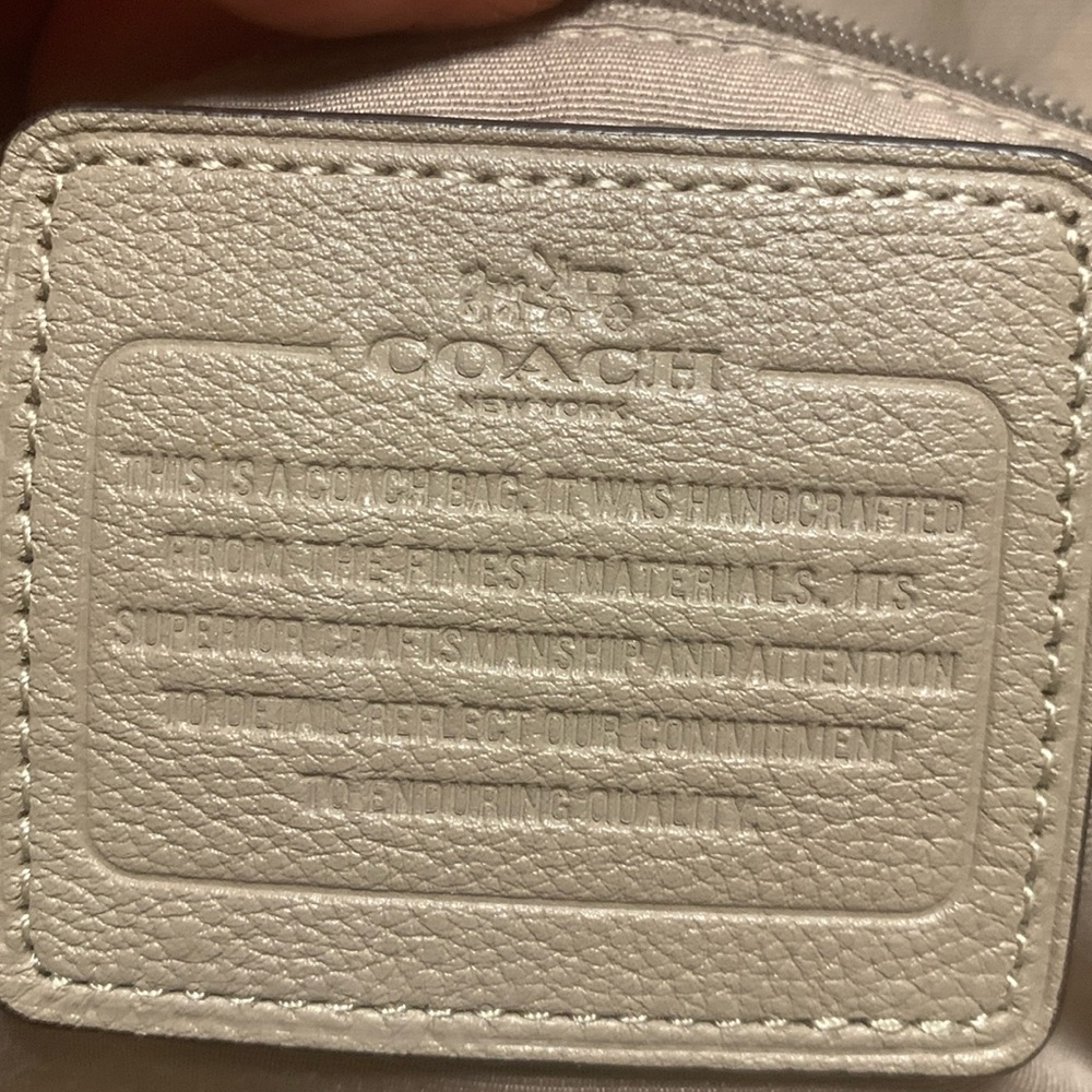 COACH Exotic Trim Suede Ava Tote Bag In Stone - Picture 12 of 17